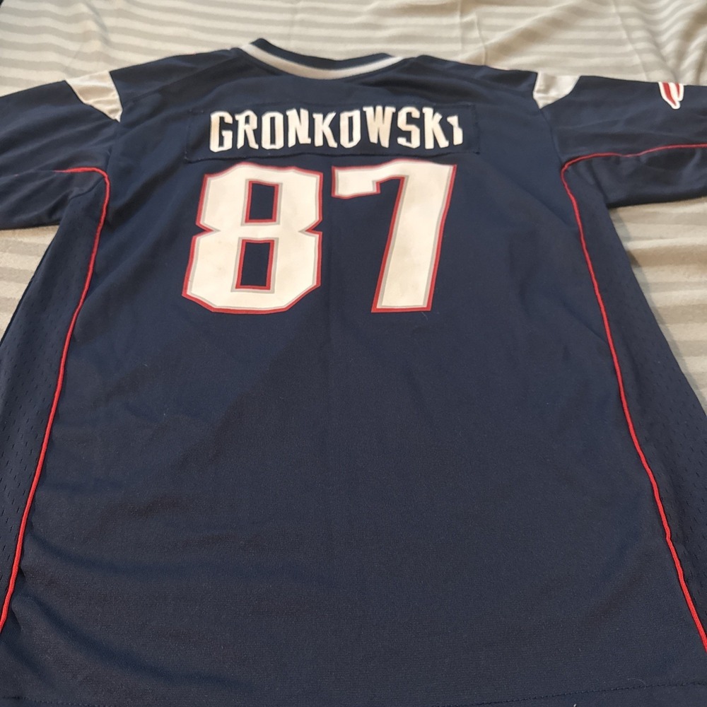 Nike On Field NFL New England Patriots Rob Gronkowski #87 Jersey YOUTH Large EUC - Picture 9 of 12